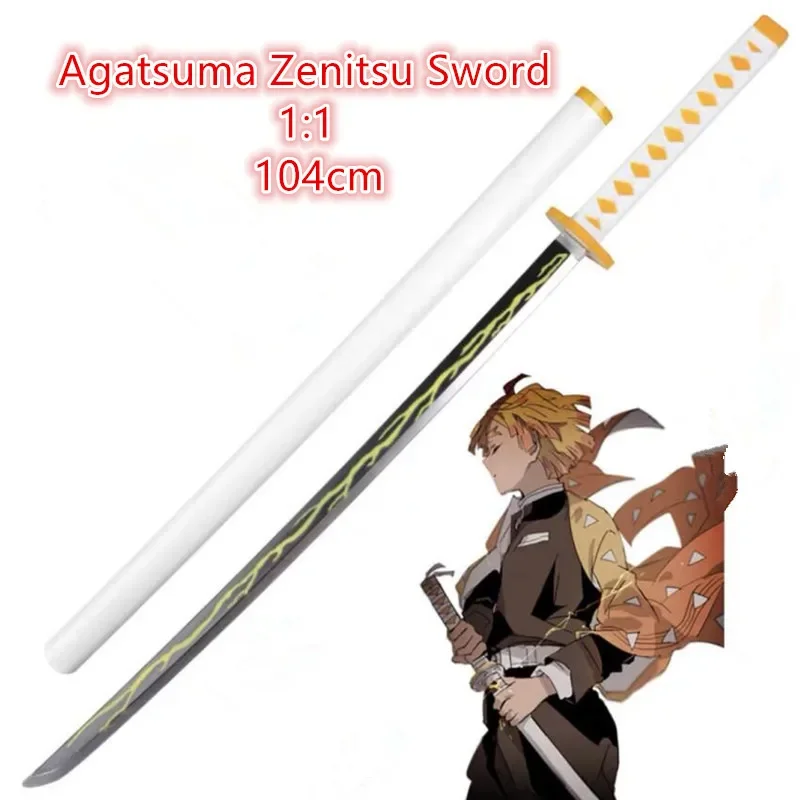 104cm Hashibira Inosuke spada arma Demon Slayer spada Cosplay 1:1 Anime Ninja Knife PU toy