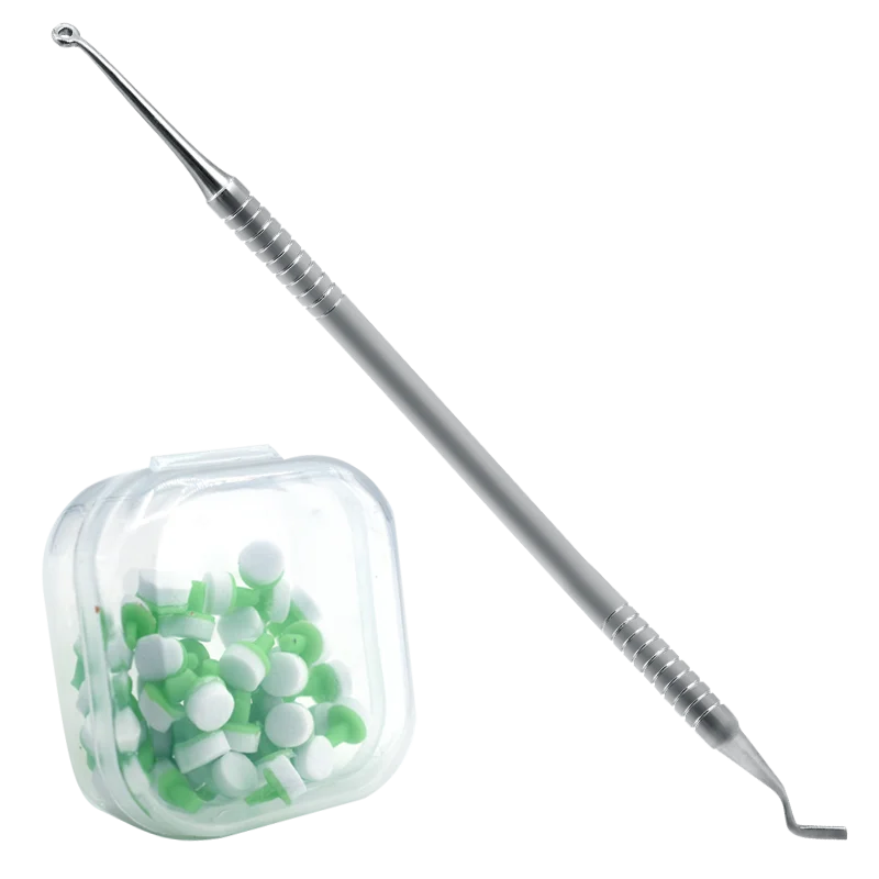 

Dental Composite Light Cure Resin Filling Spatula Mixing Handle+Foam Pads Kit Teeth Whitening Molding Tools