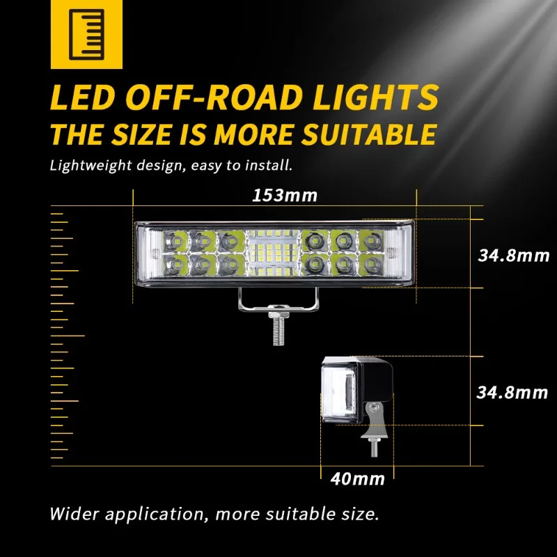 Car Led Work Light - Linear Three-sided Illumination White/red/blue Strobe Auxiliary Light 18w 1800lm 9-60V