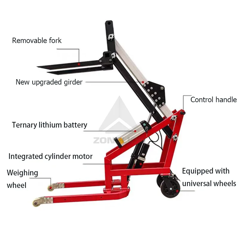 600kg Portable Electric Hydraulic Forklift Semi-electric Pallet Stacker with Curved Arm