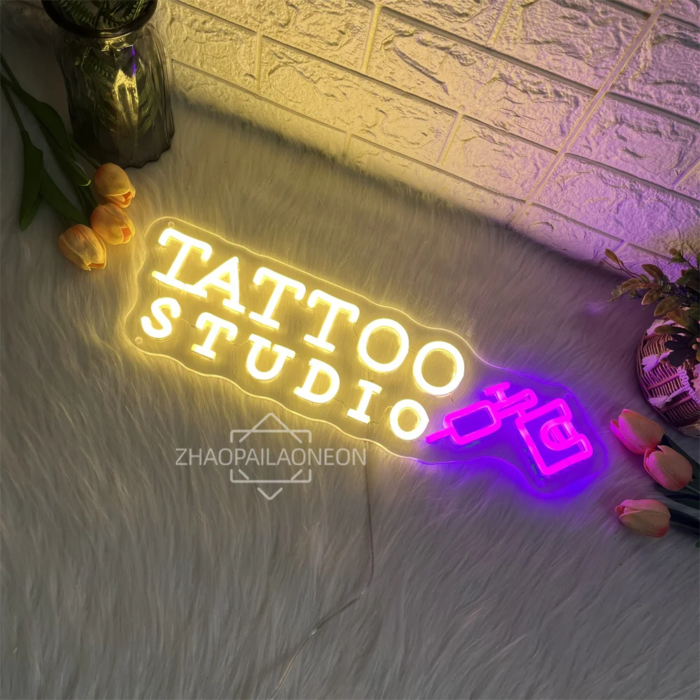 استوديو الوشم ضوء النيون الوشم صالون المنزل جدار الفن ديكور غرفة LED النيون تسجيل الوشم متجر الديكور مصباح ليد تسجيل #6