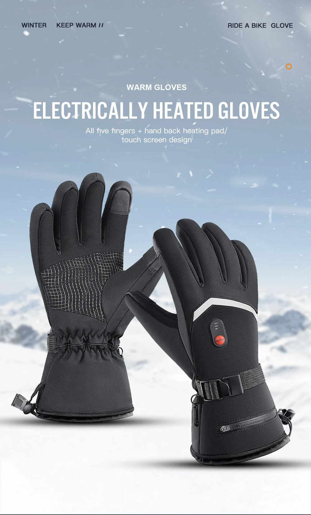 guanti riscaldati a batterie per biciclette e-bike e e-mtb