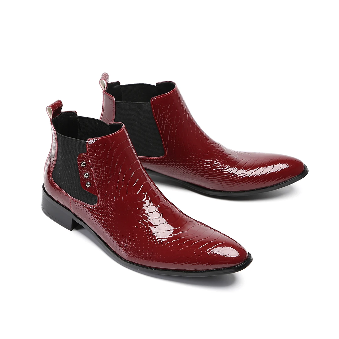 Western Cowboys Boots for Men High Top Male Chelsea Boots Party Pub Dress  Party Shoes Punk Pointed Toe Genuine Leather Shoes