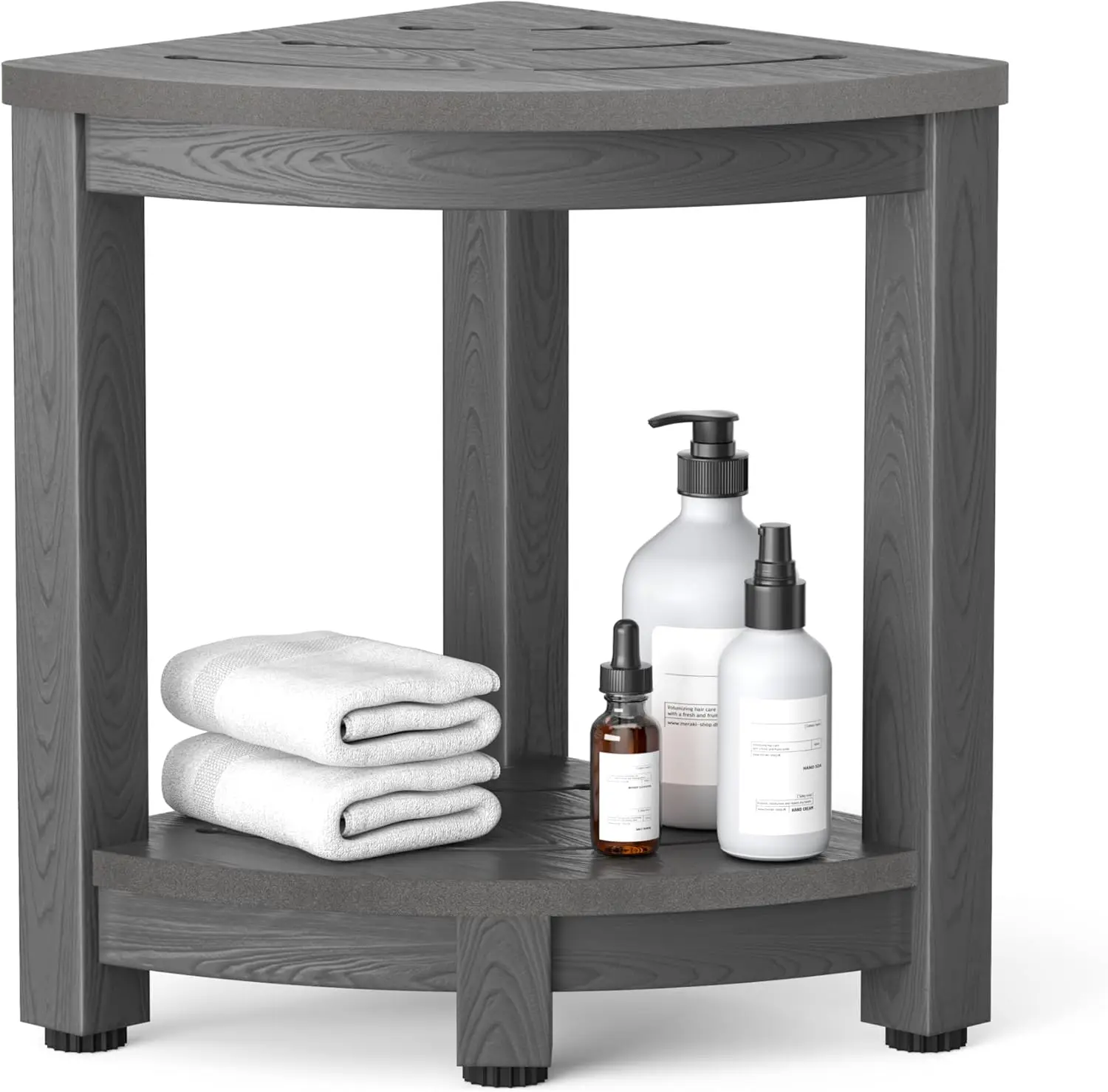 

Corner Shower Stool for Inside Shower, Waterproof Shower Bench for Shaving Legs, 2-Tier Bath Bench with Storage Shelf for