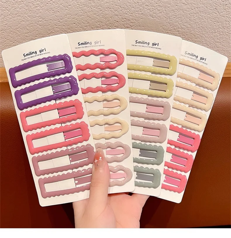 Colorful children hair clips super sweet and simple wavy edge hair clips good-looking and versatile broken hair clip gifts