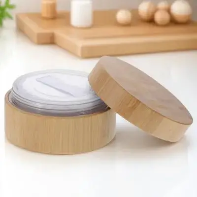 علبة فارغة 30 مللي حاوية ماكياج الخيزران نفخة حامل المحمولة لتخزين مستحضرات التجميل ماكياج مسحوق جرة مسحوق نفخة