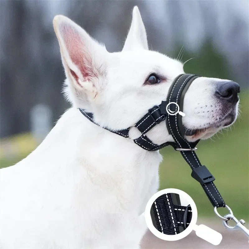 Adjusting Straps Mask for Big Dogs Soft Nylon Dog Muzzle Adjustable Anti-biting Breathable Stop Barking Mouth Cover Dog Supplies