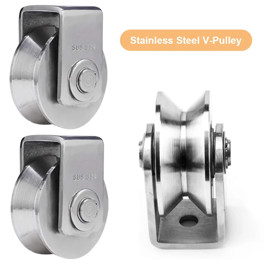 

2Pcs Groove Wheel Sliding Roller Stainless Steel Track Wheel Heavy Duty Groove Caster Max Load 660Lbs for DIY Gym Equipment