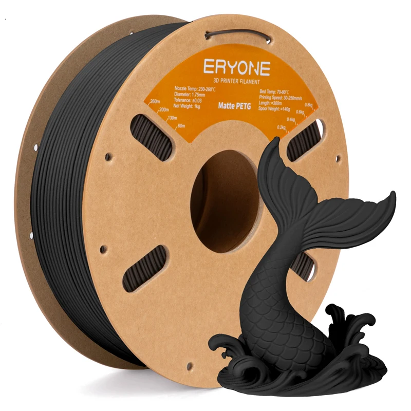 ERYONE 1KG PETG Mattes Filament 1,75mm, 3D-Drucker-Filament mit Matter Oberfläche, Starke Schicht-Haftung, 1kg Spule
