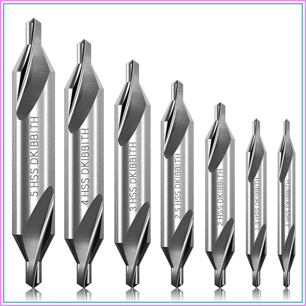 

7-Piece 60° Center Drill Bits Set, M2 HSS, 1.0-5.0mm for Lathe & Metalworking