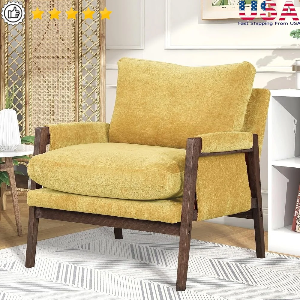 

Mid Century Modern Velvet Accent Armchair Cozy Reading Chair Stylish Upholstered Furniture Comfortable Cushioned Back Rest