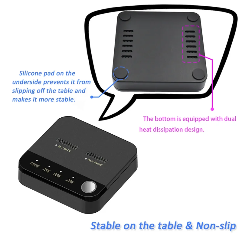 

AM-M. 2 SATA/Nvme Dual-Bay Hard Drive Docking Station Clone Duplicator Offline M. 2 Cloner Data With LED Indicator