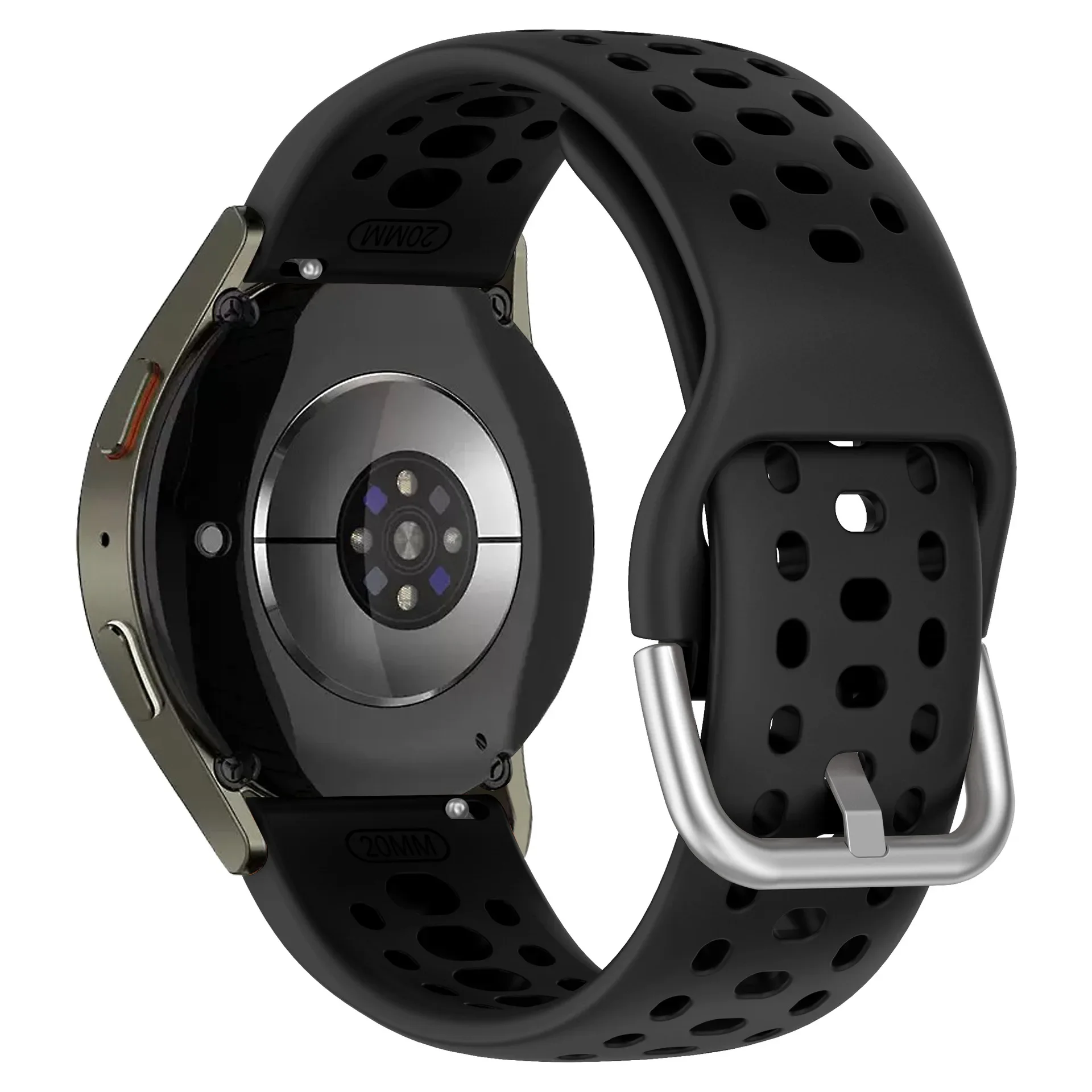 Samsung Galaxy Watch 7 44mm 40mm用20mmシリコンストラップ、ギャップなしブレスレット、Galaxy 7 6 5 4 Classic/5 Pro 45mm 47mm 43mmバンド対応