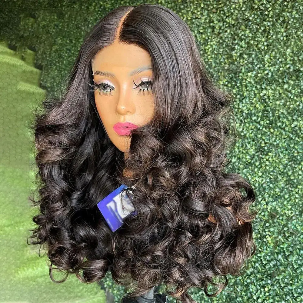 Perruque Lace Front Wig bouclée noire naturelle, 26 pouces, cheveux de bébé, pre-plucked, sans colle, densité 180, pour femmes