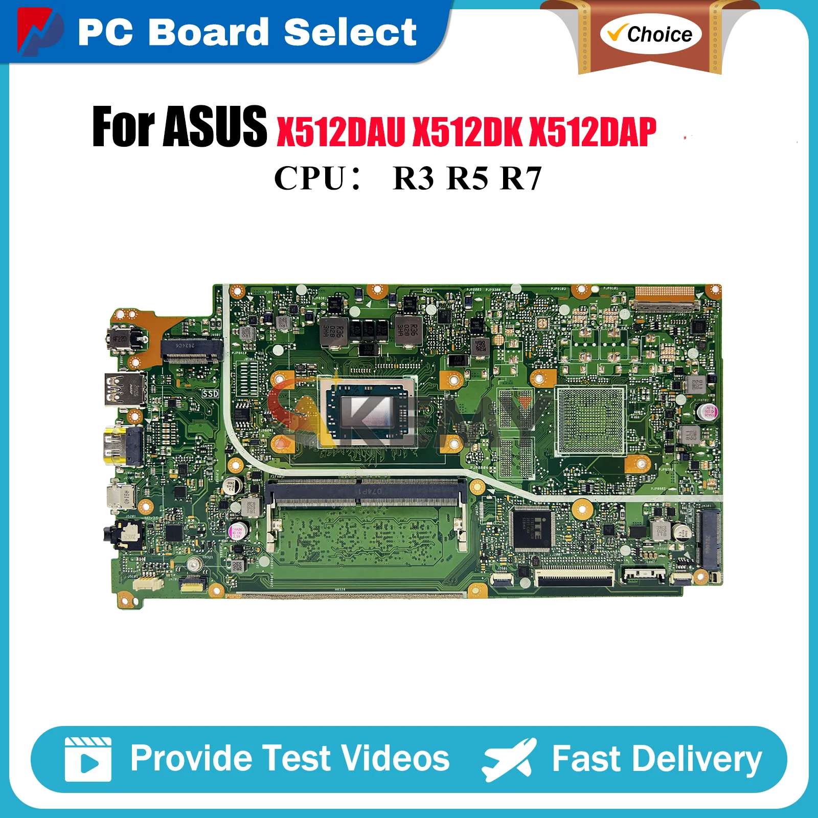 

X512DAU Материнская плата для ноутбука ASUS VivoBook X512DK X512D M5050D F512D V5000d M512D X512DA X512DAP Материнская плата с процессором R3 R5 R7