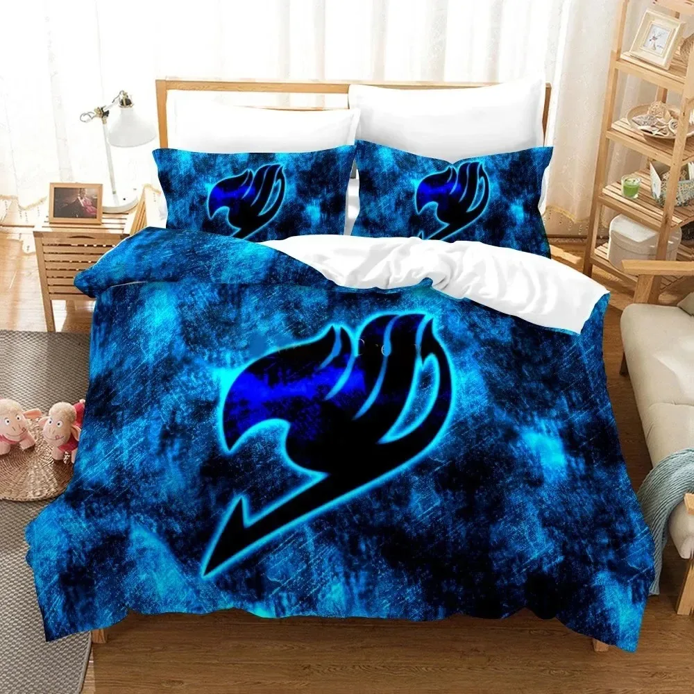 3D Print Anime Fairy Tail Logo Natsu Bedding Set Boys Girls Twin Queen Size Duvet Cover Pillowcase Bed Kids Adult Home Textiles