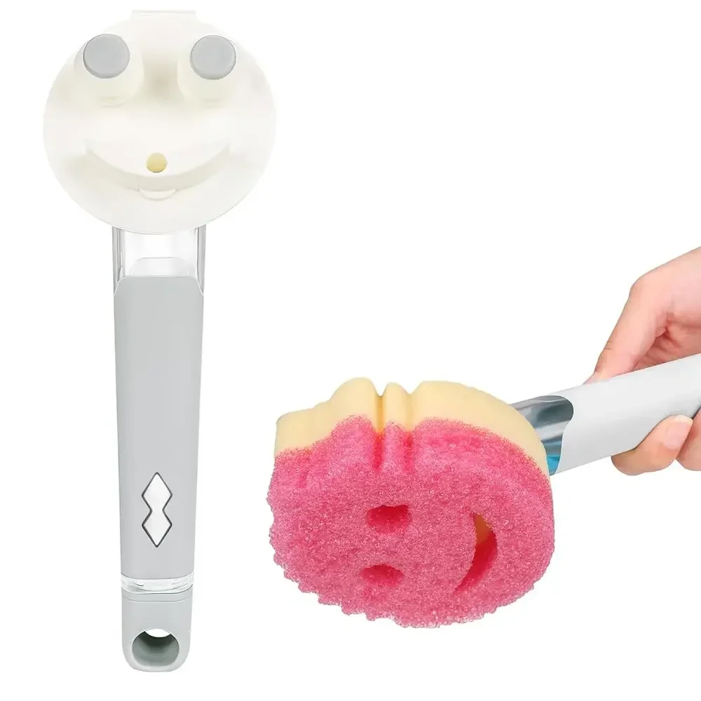 Soporte para estropajo Smile Sponge para Scrub Daddy, mango dispensador de jabón, mango de cocina que no raya con raspador de alimentos