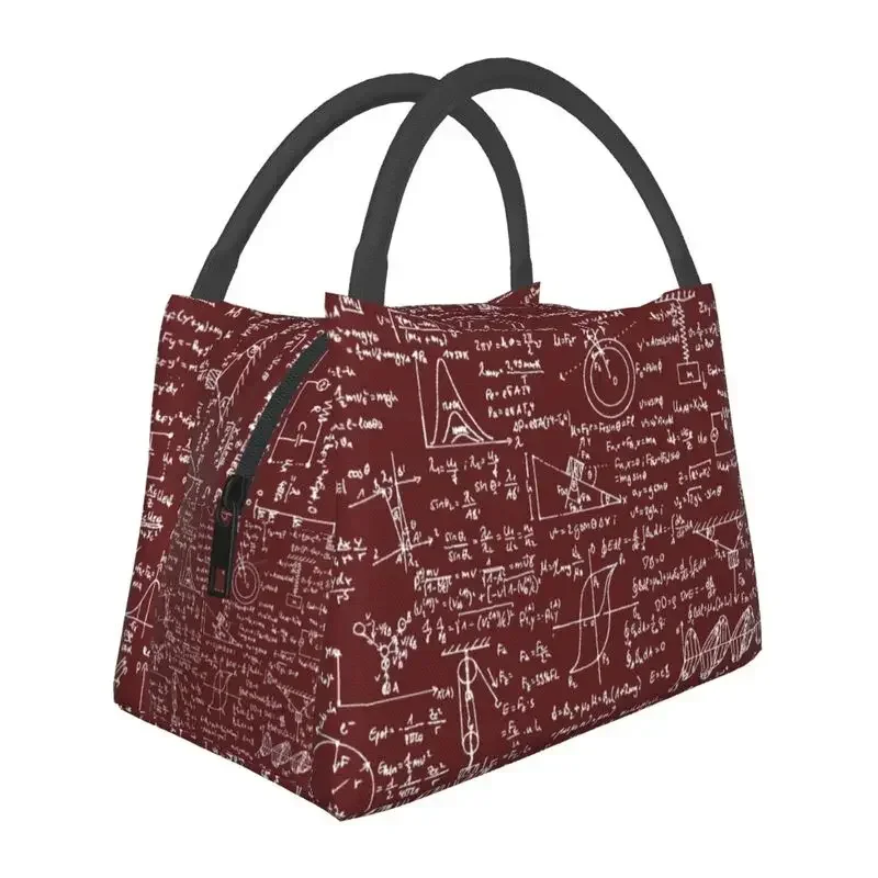 Physics Equations Burgundy Resuable Lunch Box Math Science Teacher Geometric Gift Thermal Cooler Food Insulated Lunch Bag