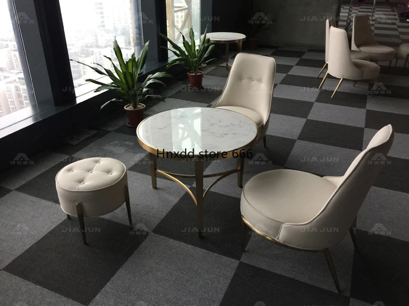 Simple modern marble round coffee table light luxury household