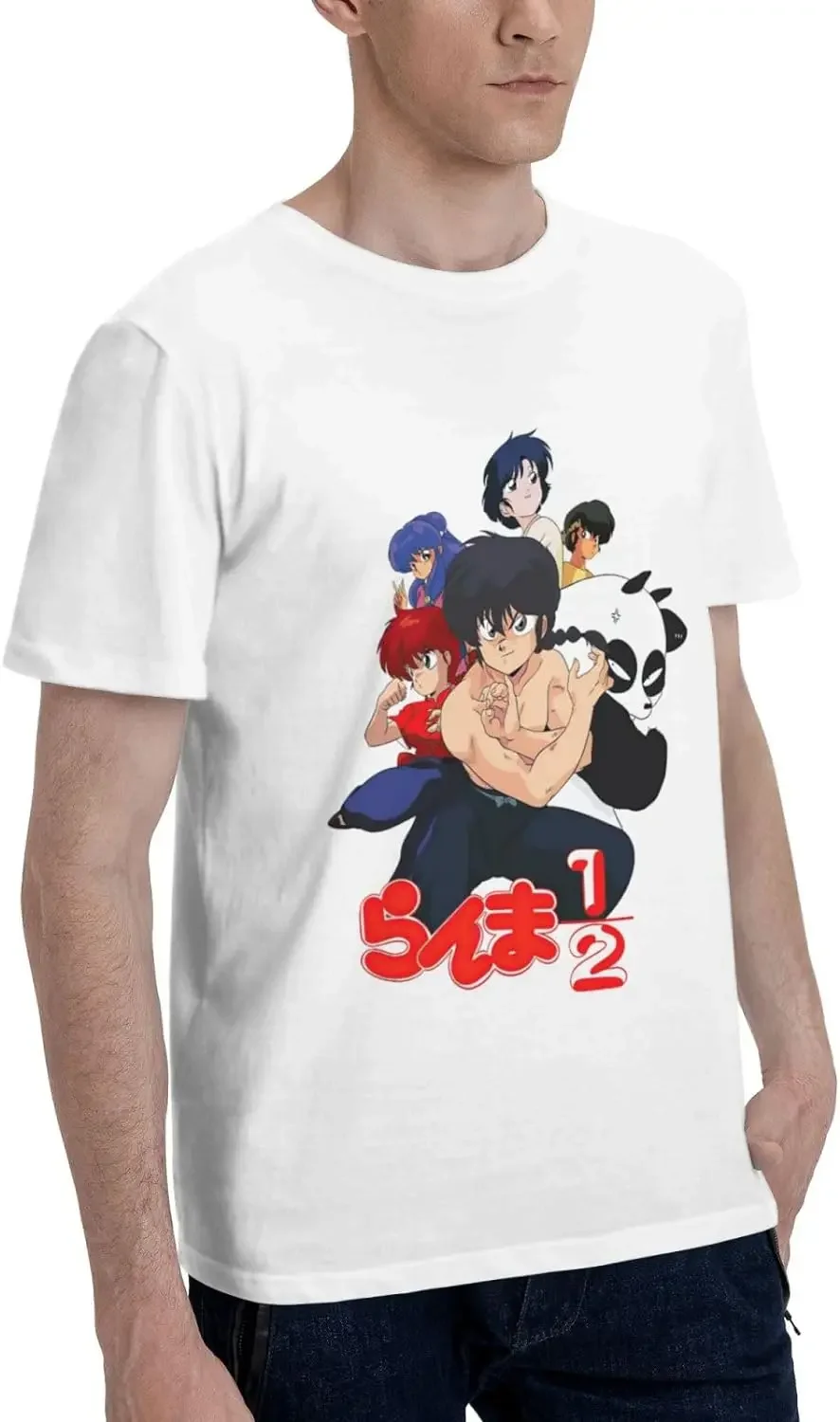 Anime Ranma ½ Shirt Cotton Short Sleeve Cool T-Shirt for Male Black