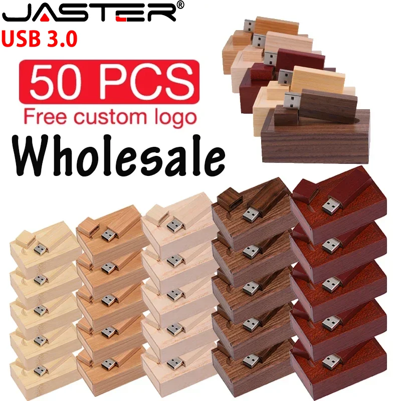 50PCS LOT USB 3.0 Flash Drives 128GB Free Custom Logo Pen Drive 64GB Maple Wood Pretty Box Memory Stick 32GB Business USB Stick