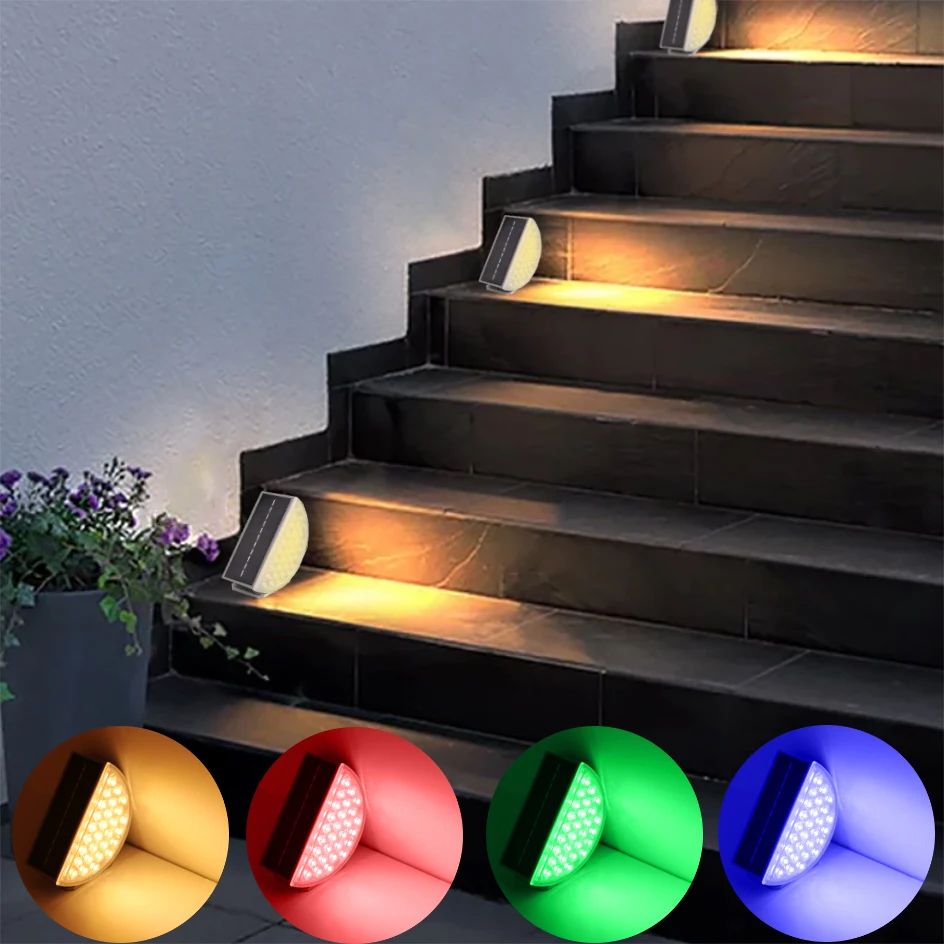 Imagem -03 - Led Solar Lâmpada de Parede Luzes para Quintal Pátio Deck Piscina Decoração Rgb ao ar Livre Movido a Energia Solar Lâmpadas Escada Cerca Luz Paisagem Holofotes