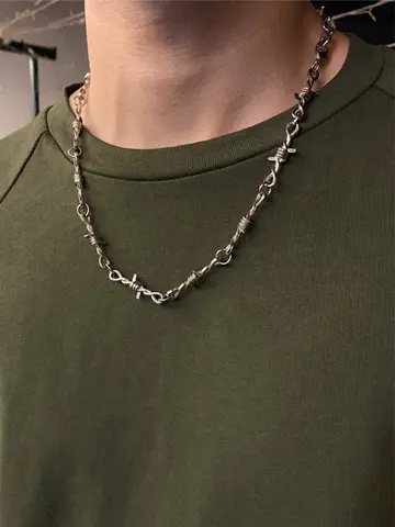 ZAKOL Fashion Iron Unisex Choker Necklace Women Hip-hop Gothic Punk Barbed Wire Little Thorns Chain Choker Jewelry Gifts
