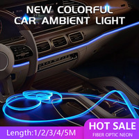 Car Interior Ambient LED Light Strip RGB USB Fiber Optic Neon Auto Dashboard Console Decoration Atmosphere Lamp 1/2/3/4/5M