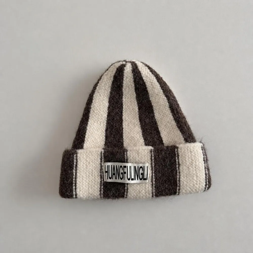 Versatile Contrasting Color Watermelon Striped Beanies Soft Thick Knitted Beanies Warm Patchwork Beanies Winter Season