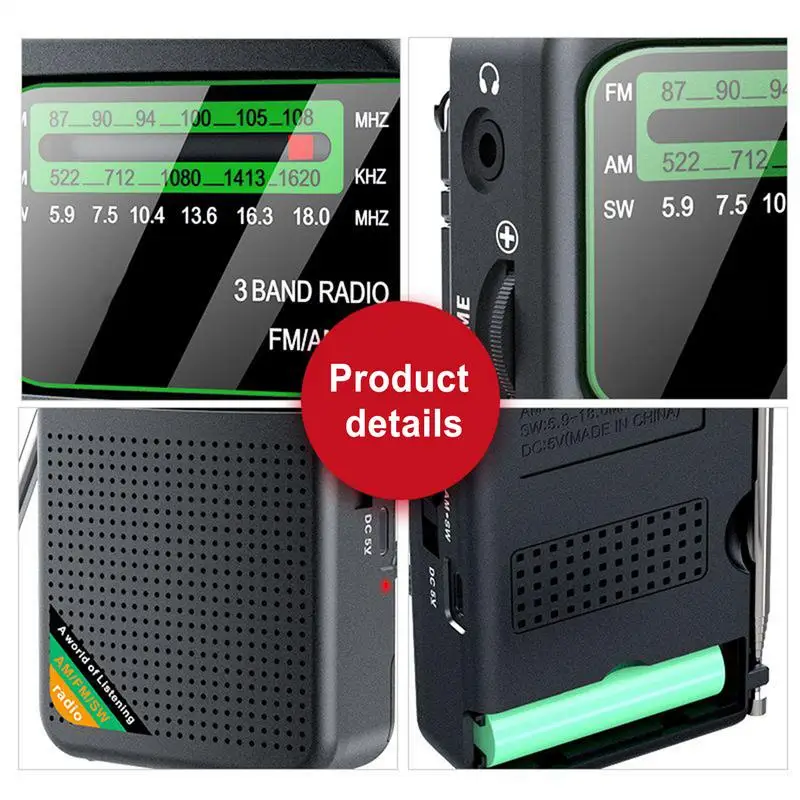 Портативное радио, легкий FM AM SW радио, многофункциональный винтажный компактный инструмент для выживания для путешествий, компаньон для мужчин, кемпинга