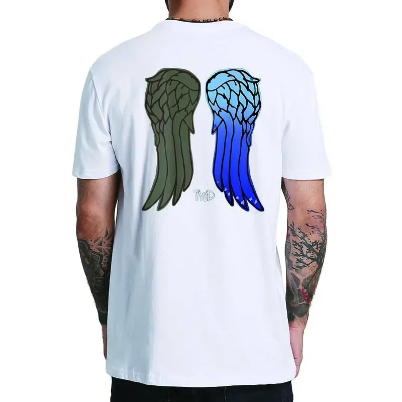 100% Cotton EU Size Summer Soft Clothing T Shirt American Cliicc Horror TV Series Tshirt  For Men Women Daryl Dixon Wings