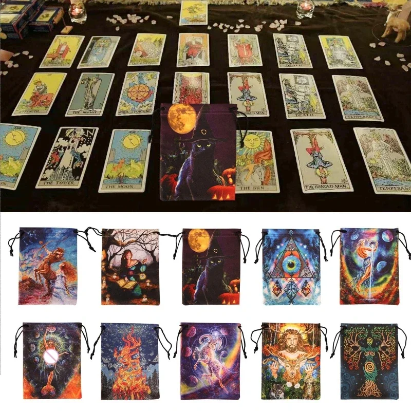 Drawstring  Rune Divinations Tarot Bag Game Dices Oracles Cards Stored Bag 18x22cm