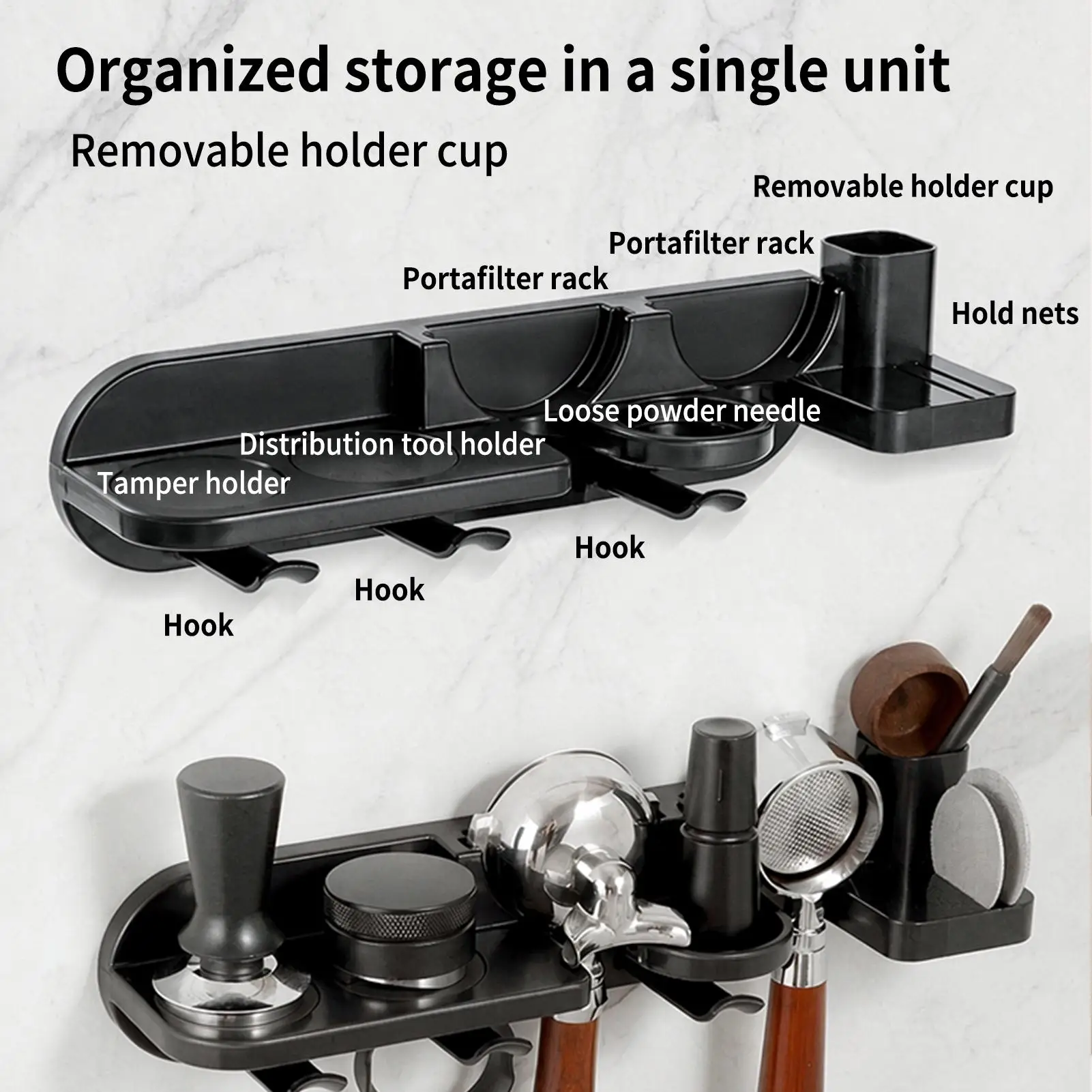 Portafilter Holder Space Saving Heavy Duty Adhesive Storage Coffee Accessories Tamper Station Stand For 51mm 54mm 58mm Bracket