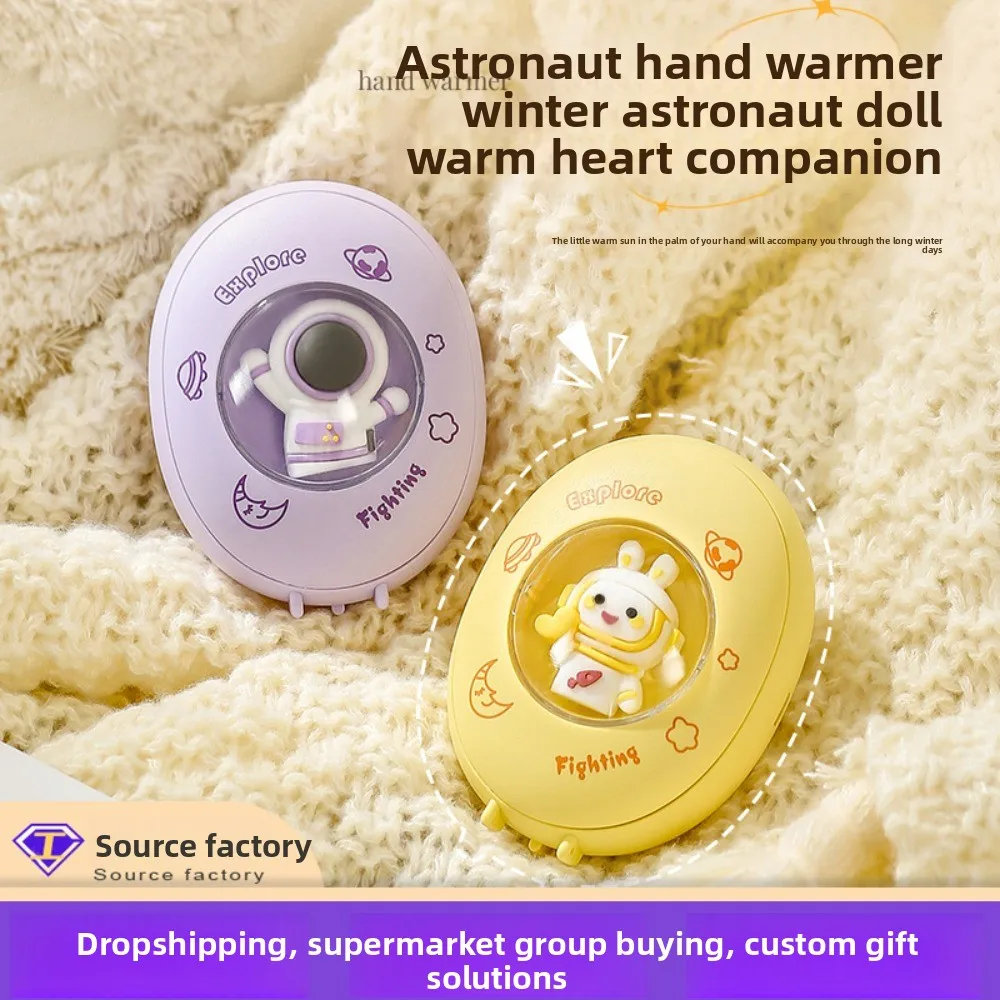 New Cartoon Hand Warmer Mini Portable USB Rechargeable with Ambient Light Winter Heating Pad Perfect Gift Hot Sale