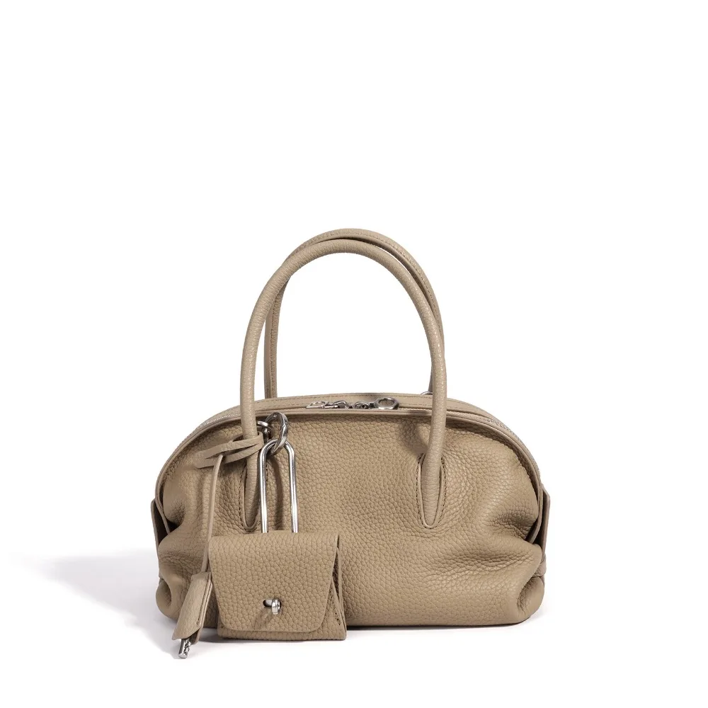 Female Lychee Pattern Shoulder Messenger Bag Large Capacity Handbag Pillow Bag Simple Niche  Bowling Texture Unique Fashion
