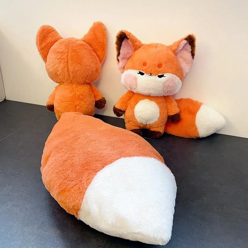 Cute Big Tailed Fox Plush Doll Toys  Lovely Animal Long Tail  Fox Soft Stuffed Children Sleeping Pillow Appease