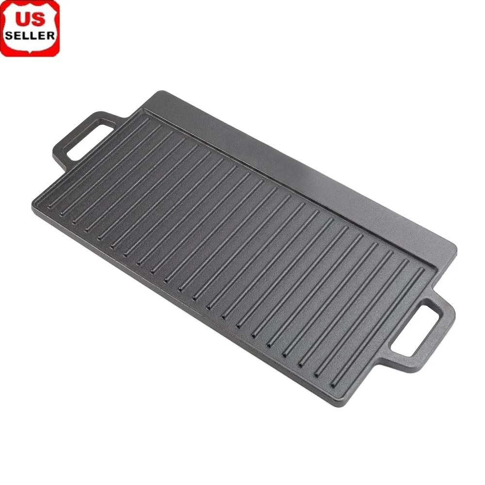 

Deluxe Reversible Grill Griddle Plate Nonstick Cast Aluminum Easy Clean Indoor Outdoor Cooking Heat Distribution 22.86cm