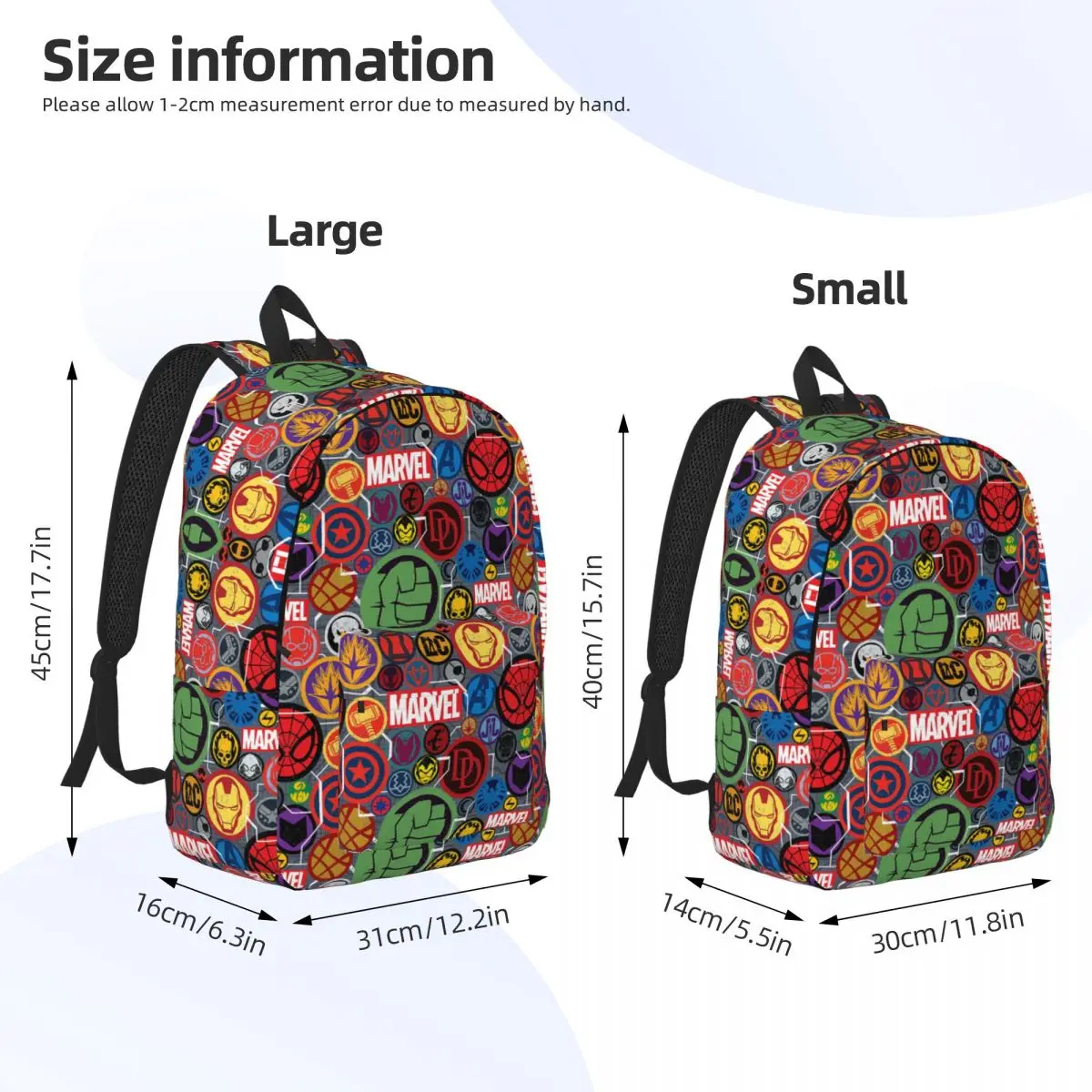 Signs College Bag Marvel Avengers Film For Women Kid New Hiking Back To School Gift Zipper Closure Laptop Bag