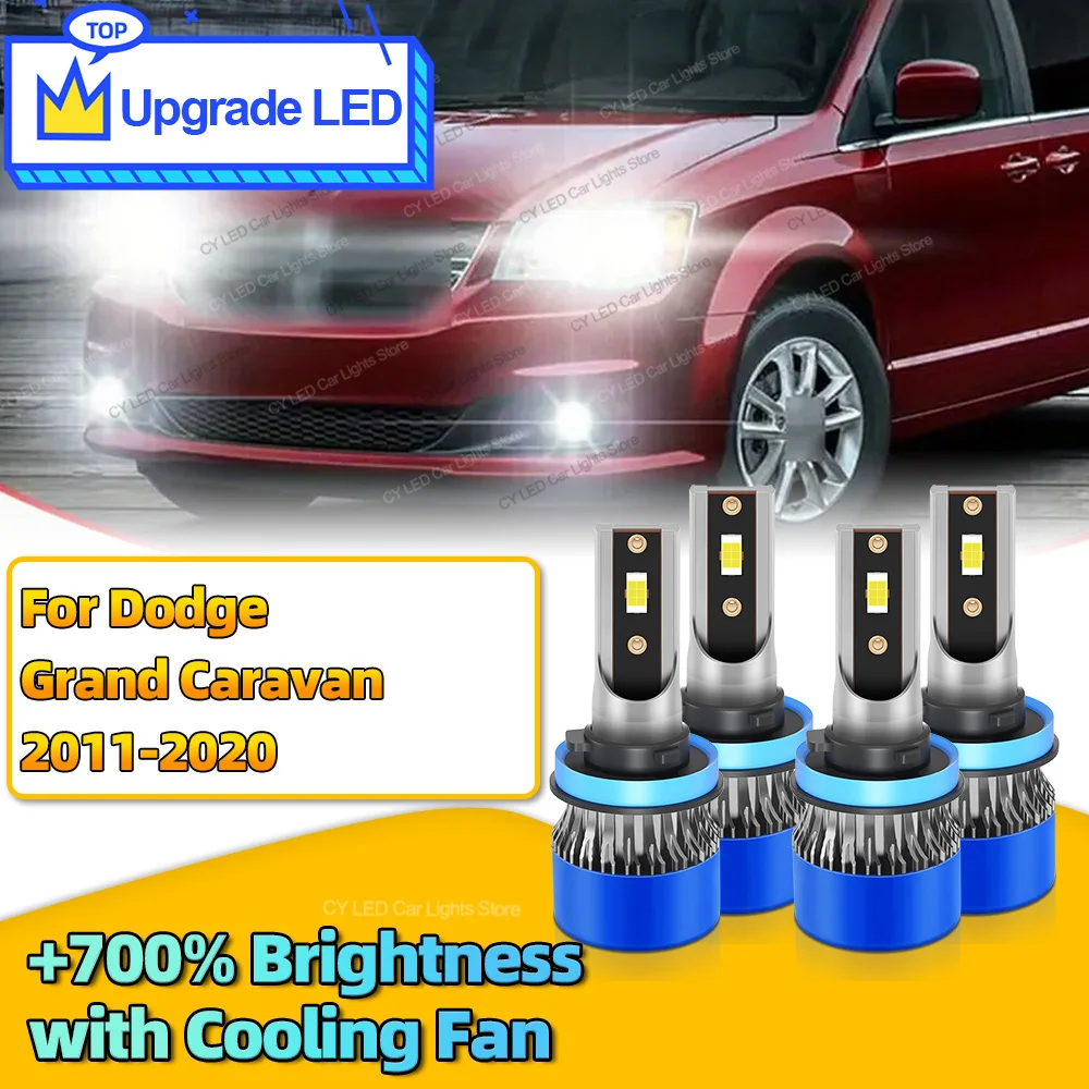 4Pcs 30000LM Canbus Car LED Headlights Bulb H11 Auto Lights Lamp For Dodge Grand Caravan 2011-2020 2012 2013 2014 2015 2016 2017