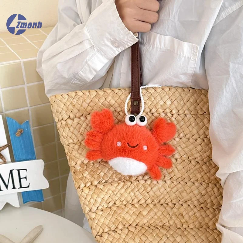 Cute Ocean Animal Plush Keychain Shark Crab Seahorse Seal Mini Fluffy Doll Pendant Bag Hanging Ornament Key Car Decor Kid Gift