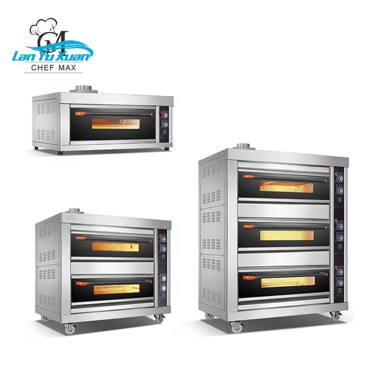 Commercial Thick Stainless Steel Tempered Glass Propane Deck Oven Gas Bakery Bread Bakery Machine Pizza Oven Price