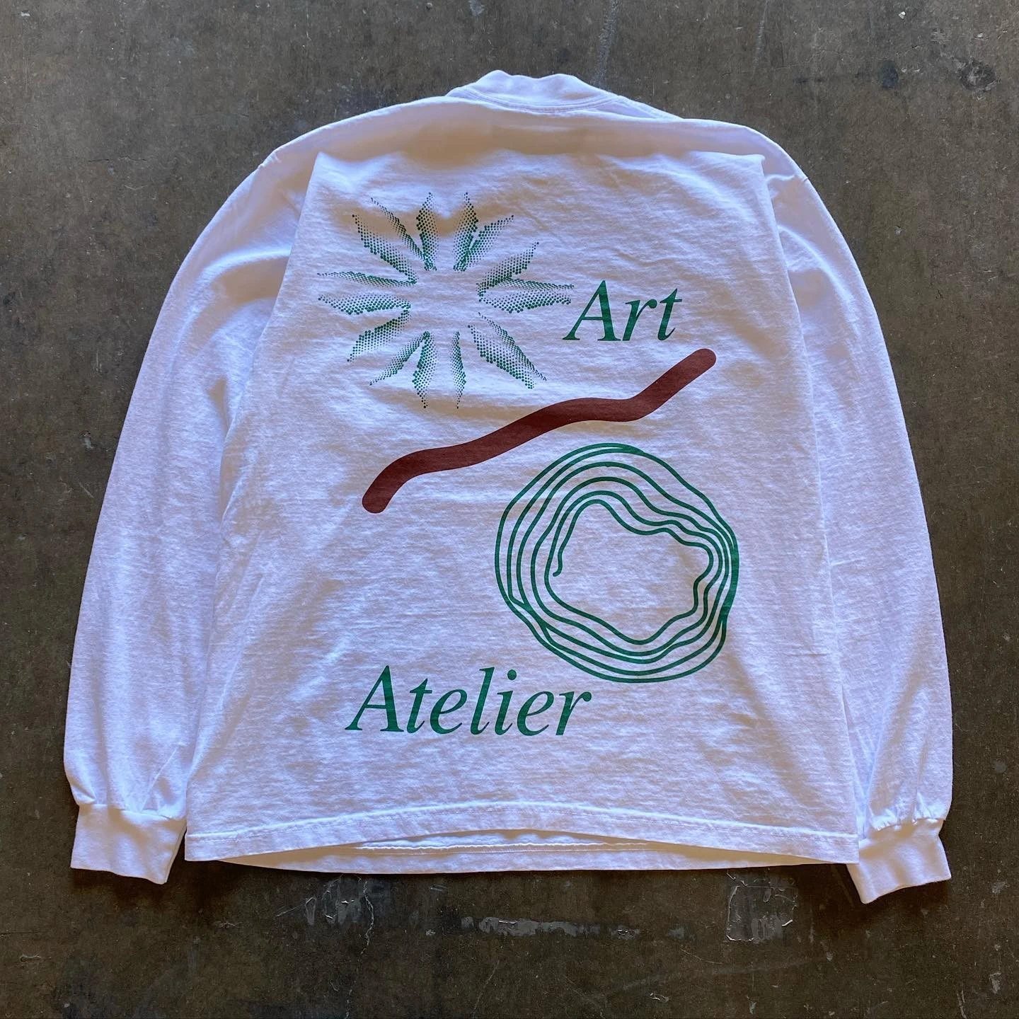 Heavyweight 300g Pure Cotton Long Sleeve T-Shirt with Flower Oversize Letters for Spring Autumn Season Men's Ethnic Clothing