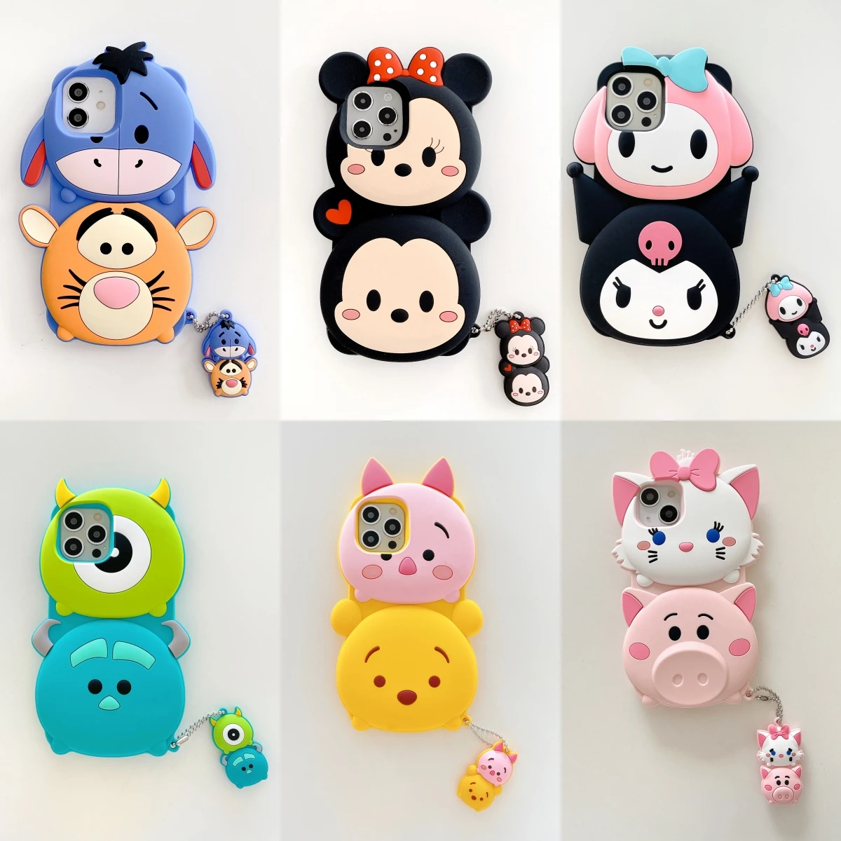 3D Cartoon Disney Patterned Soft Silicone Phone Cases For iPhone 13 Pro Max 12 11 X XR XS Max 7 8 6S 6 Plus Cover With Pendant