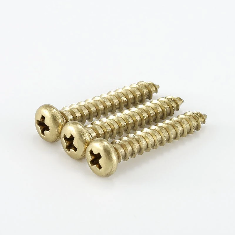 M3 M3.5 M4 M5 OD 6mm 8mm to 40mm Length Brass Phillips Cross Recessed Round Pan Self Tapping Screw