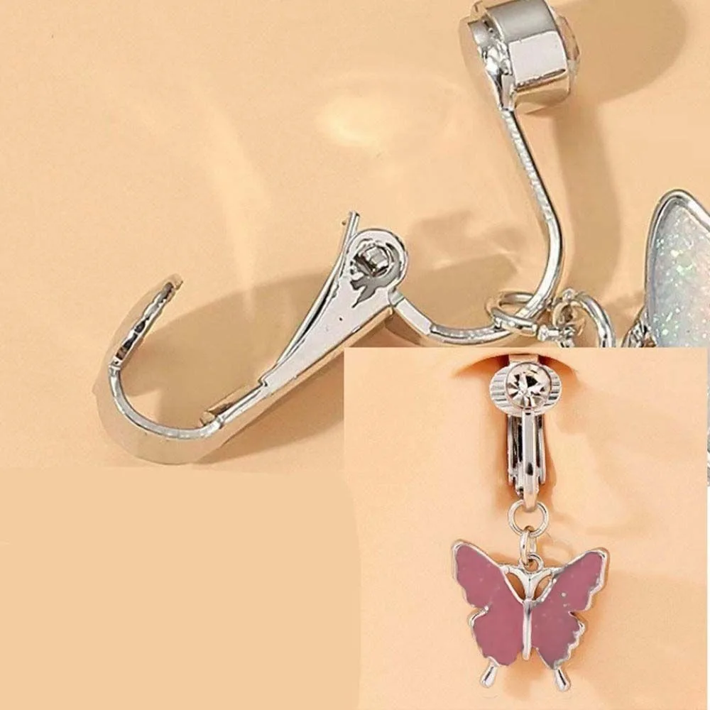 Rhinestone Zircon Fake Belly Piercing Clip Copper Drilled No Piercing Belly Button Geometric Multicoloured Belly Ring Male - view 2
