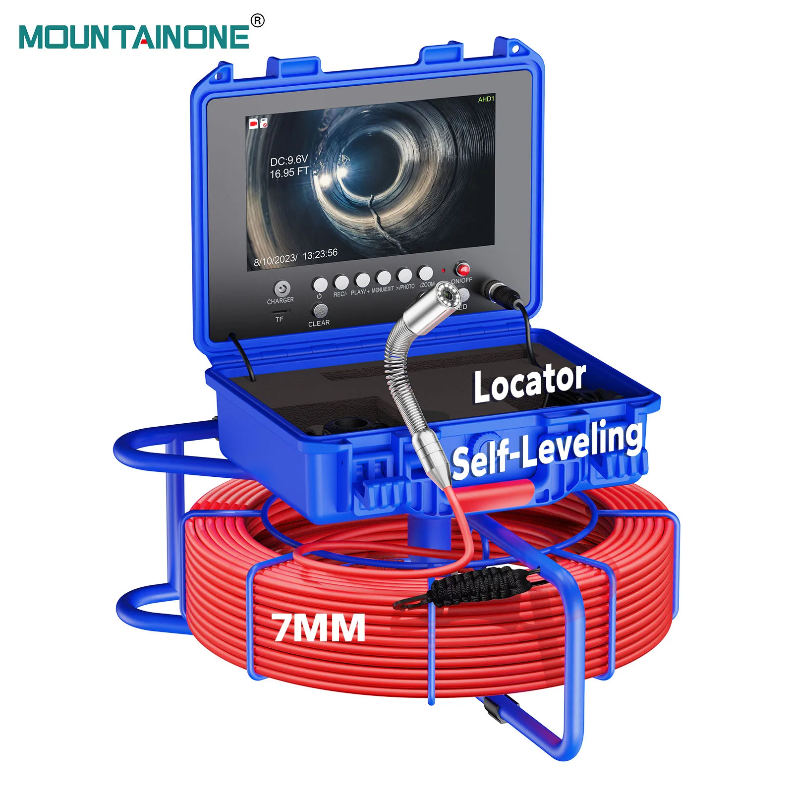 Pipe Inspection Camera 7mm Diameter IP68 Drain Sewer Pipeline Industrial Endoscope 512HZ Self-leveling Meter Counter 9