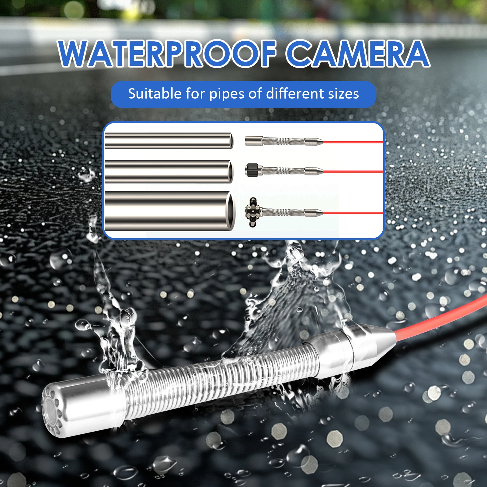Drain Pipe Camera 1080P HD Sewer Camera with 512Hz Transmitter Flexible 100ft Endoscope with 9in Screen 16GB Card