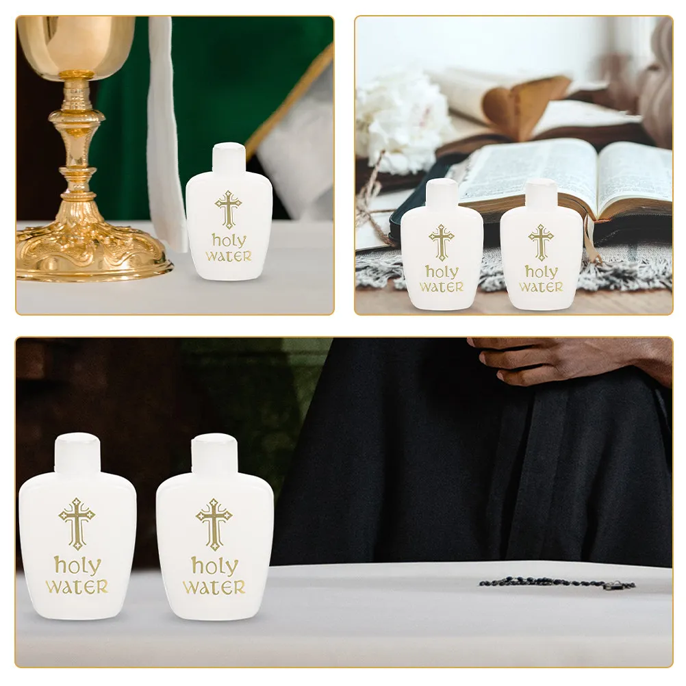 2Pcs Prayer Water Bottles Baptism Rituals Holy Water Containers Belief Symbol Pe Plastic Small Refillable Ceremonial Decorative