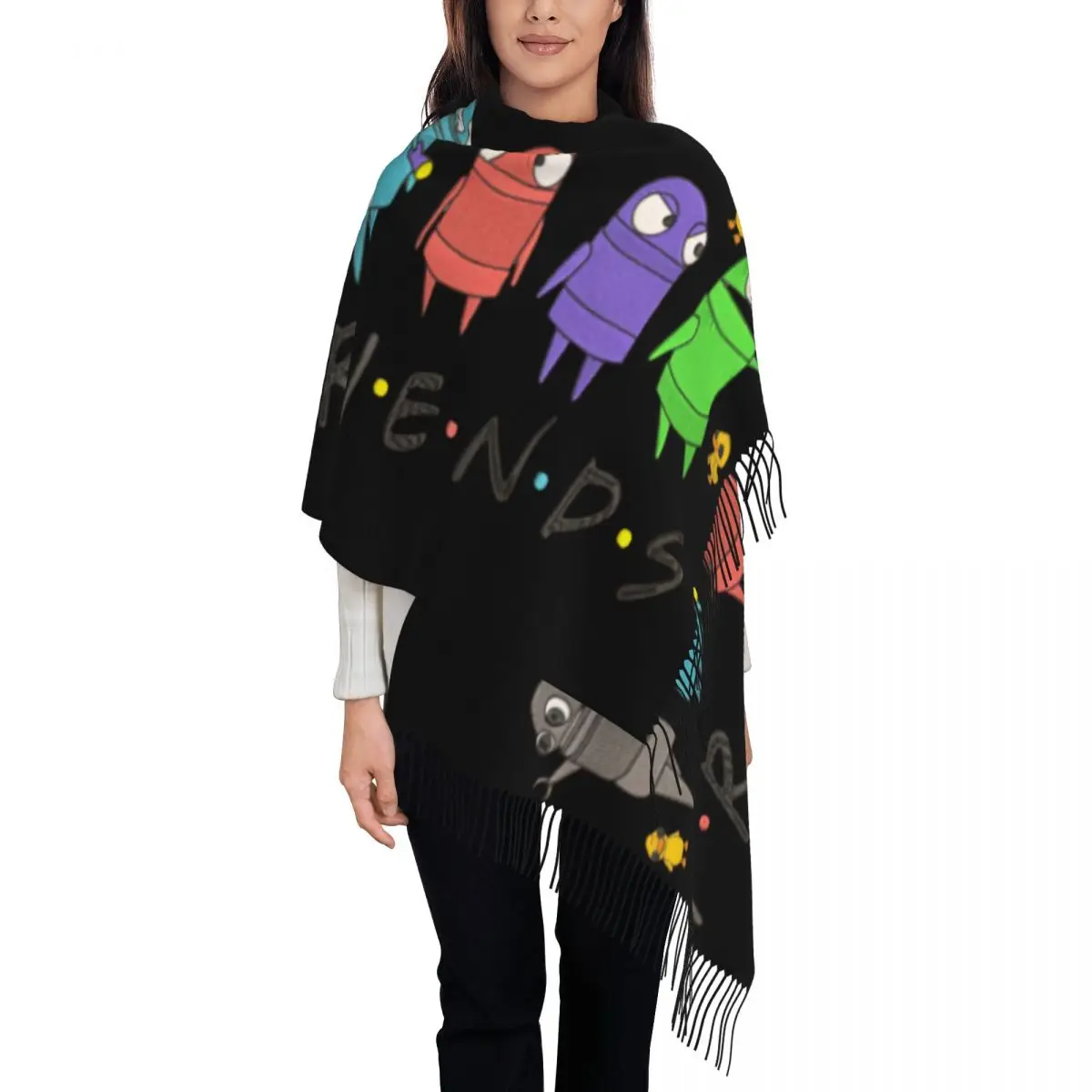 

Пользовательский R.E.P.O. Игровой шарф для женщин, длинные зимне-осенние теплые шаль с кисточками, унисекс, забавные игровые шарфы ужасов, совместные игры