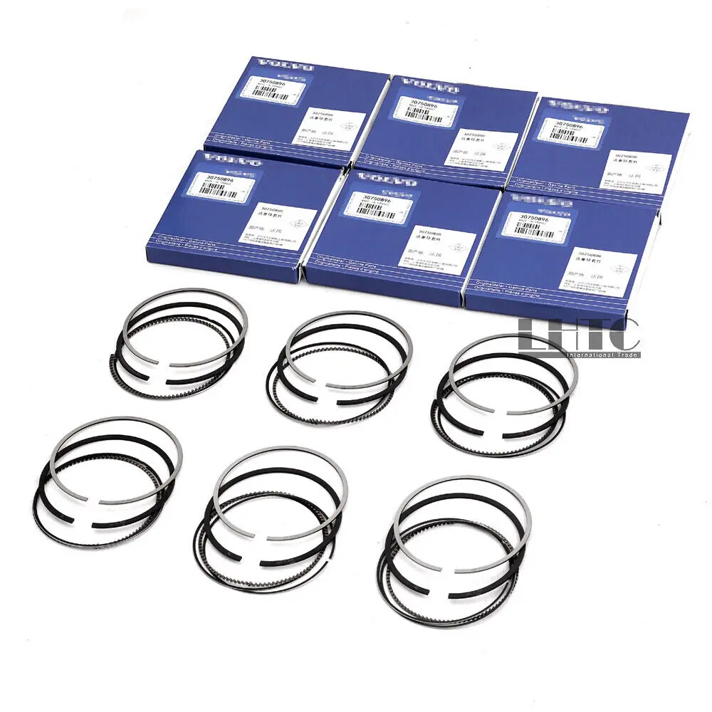 6pcs Piston Rings Set STD 30750896 For Volvo S60 S80 V60 V70 XC60 XC70 3.0 L6 T6 B6304T